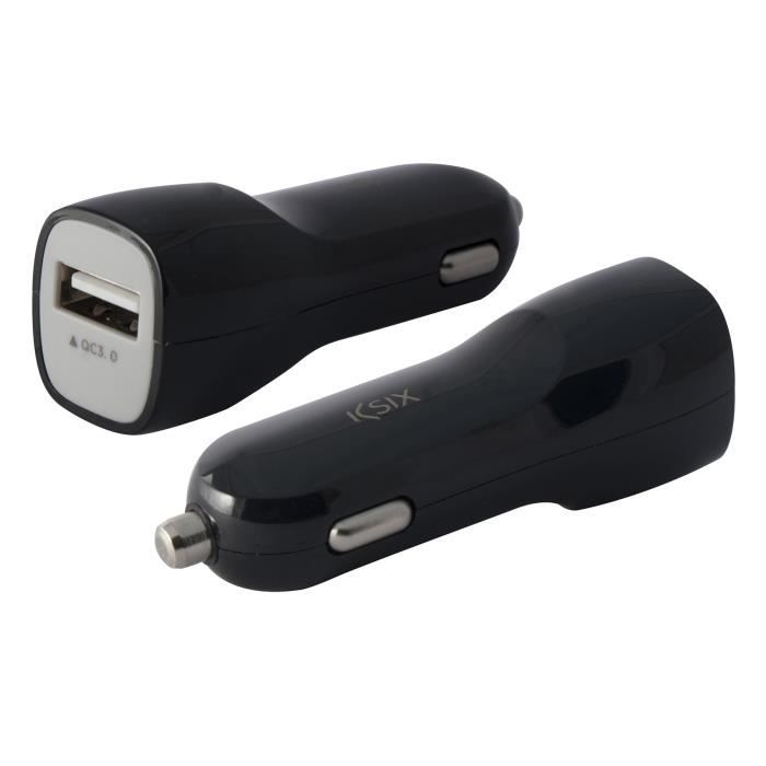 KSIX Chargeur Allume-cigare USB Quick Charge 3.0 Noir