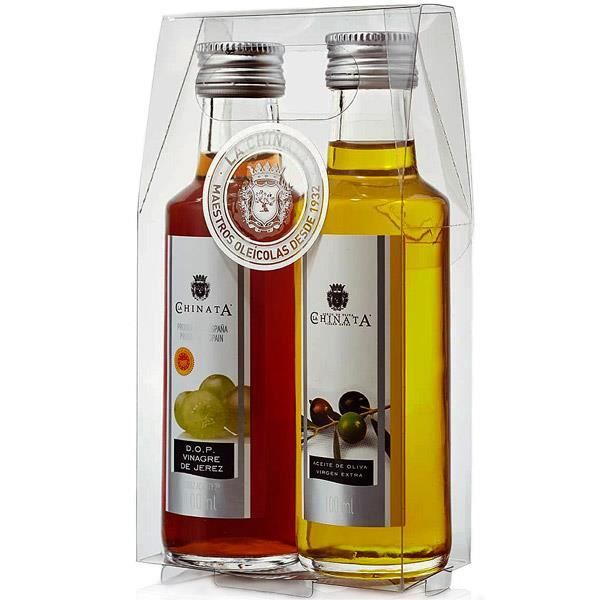 Ensemble huile d'olive et vinaigre (verre) - La Chinata (2 x 100 ml)