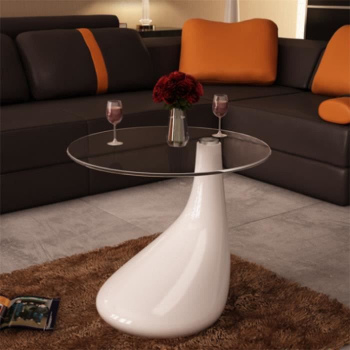 Table Basse De Salon Laquée Design En Forme D'Une Goutte D'Eau Blanche