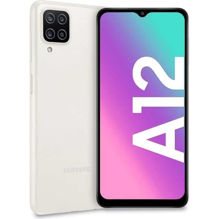 SAMSUNG Galaxy A12 32 Go Dual Sim Display 6,5- HD + Micro SD Slot Caméra 48 Mpx Android Europe Blanc