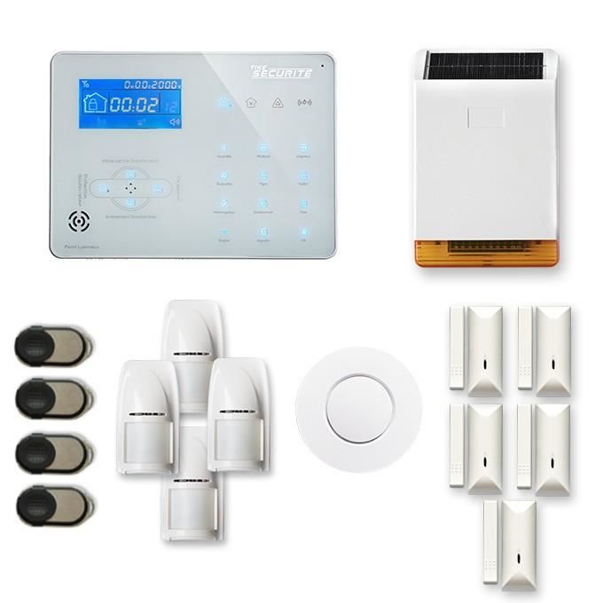 Alarme maison sans fil ICE-B 4 à 5 pièces mouvement + intrusion + détecteur de fumée + sirène extérieure solaire - Compatible Box