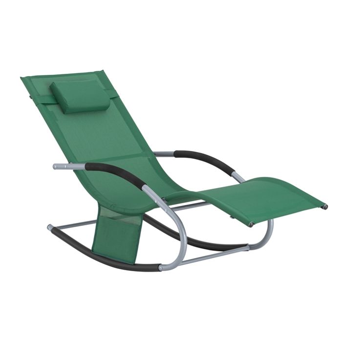 transat de jardin ogs28-wd sobuy - chaise longue avec appui-tête et pochette latérale - vert foncé - confortable