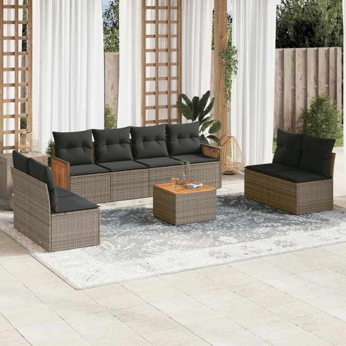 VIDAXL Salon de jardin résine tressée avec rangement intégré