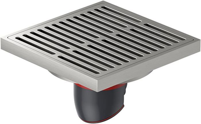 Siphon De Sol Douche Baignoire Carré 10cm Laiton Noir Mat Grille Drainage