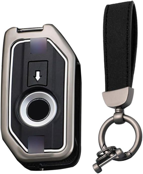ontto Coque de clé de moto adaptée pour BMW R1250R S1000R R1250GS 900XR R1250 RT F900R GS 1200 ADV F750GS F850GS K1600GT Télécommande Coque de protection en métal Porte-clés - A Argent