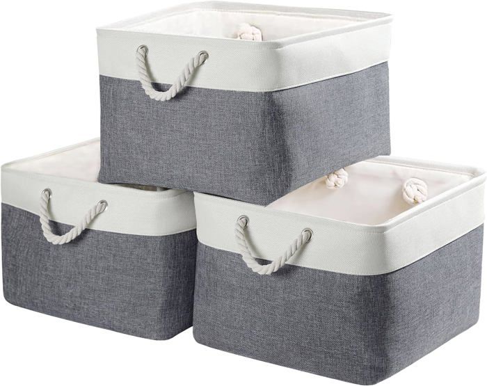 DECOMOMO Grand Bac De Rangement En Tissu Pliable Avec Poignées - Violet Et Blanc | Home Depot Canada