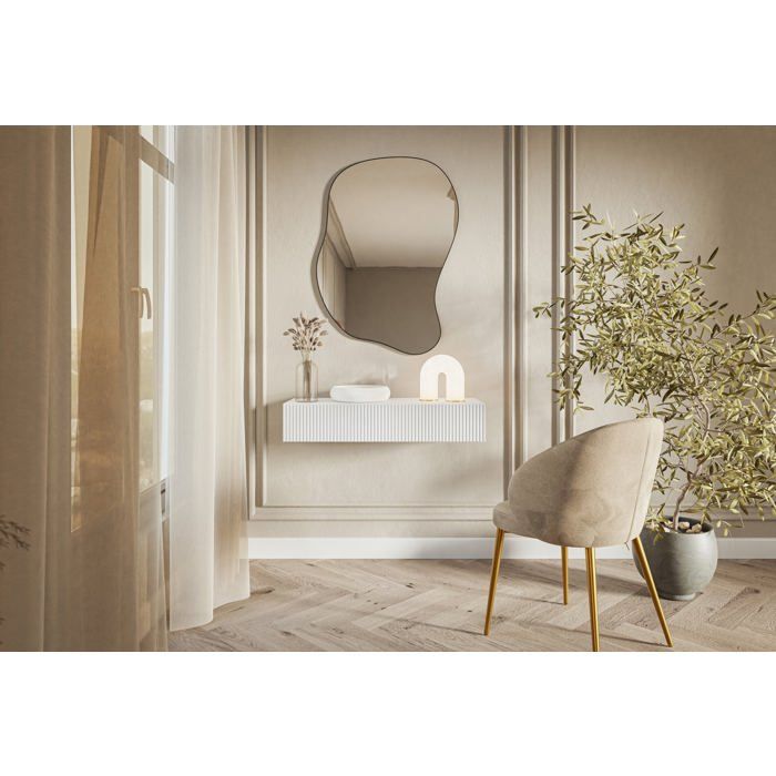 Table console - VELDIO - 90 cm - suspendu - blanc