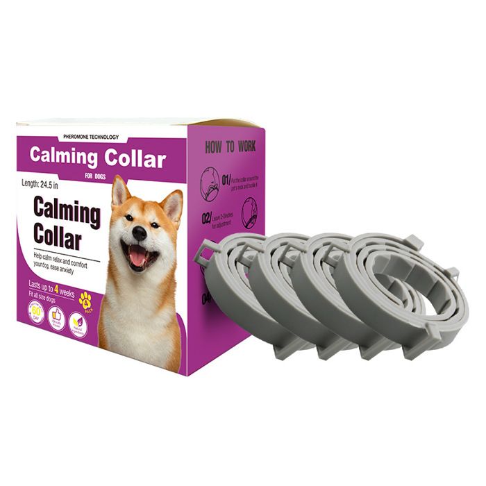 Comparer les prix de Lot de 4 colliers anti-insectes-colliers apaisants-colliers réglables pour chats et chiens-Gris-63.5cm