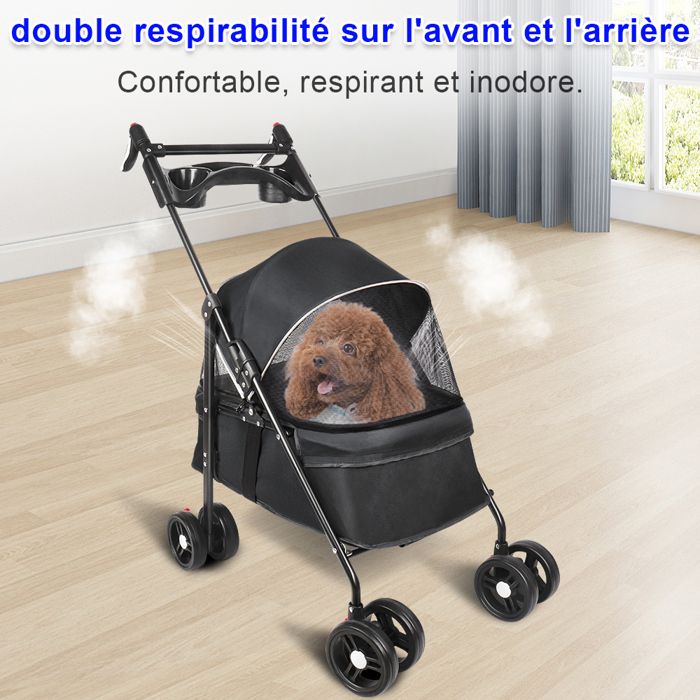 Meilleurs prix pour SUPFINE Poussette pour Chien 3 en 1 Poussette Buggy Pliable Animaux Poussette Pliable pour Chien Chat avec pluie 50*70*95cm