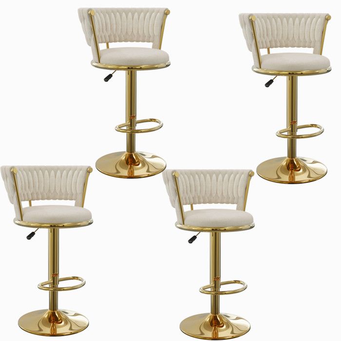 Lot de 4 Tabourets de bar reglables en hauteur 59-80 cm - VIVOLILV - Avec Dossier Tissé et Repose-Pieds - Velours - Or