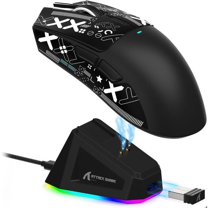 Attack Shark X11 Souris de jeu sans fil avec poignées pour PC/Mac