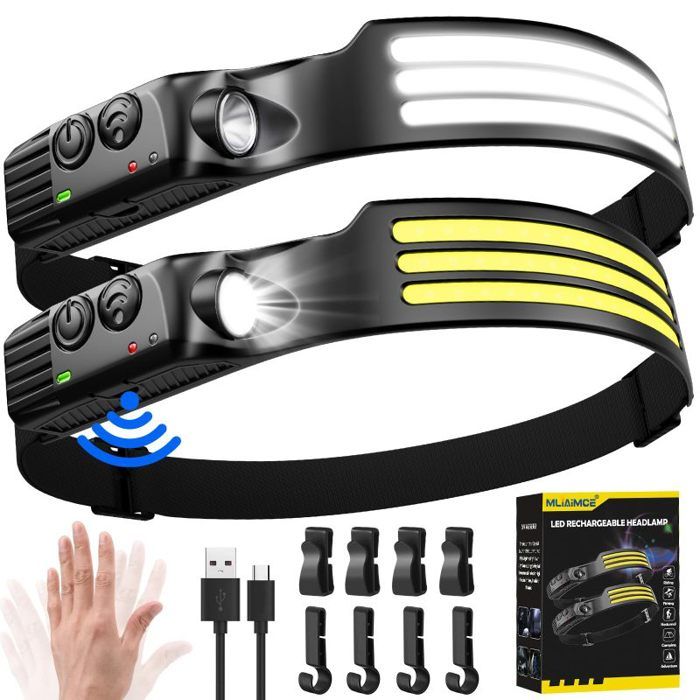 2PCS LED Lampe Frontale, LED Frontale COB XPE 5 Modèles, LED Lampe Frontal à Capteur, Lampe Frontale à LED Etanches USB Rechargeables, Frontale LED | Leroy Merlin 2PCS LED Lampe Frontale, LED Frontale COB XPE 5 Modèles, LED Lampe Frontal à Capteur, Lampe Frontale à LED Etanches USB Rechargeables, Frontale LED | Leroy Merlin