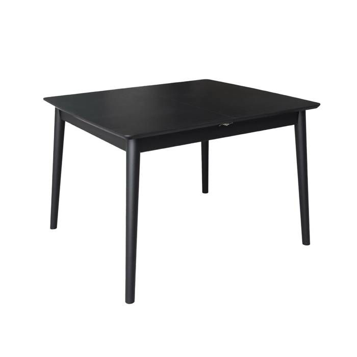 Table à manger rectangulaire extensible bois dhévéa et placage chêne noir 4-6 places - 110/140 x 100 x 75 cm - Lina