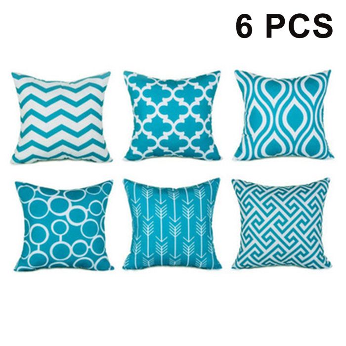Lot de 6 housses de coussin décoratives en microfibre motif géométrique noir et blanc pour salon canapé lit 45 x 45 cm Label