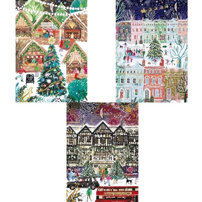 Puzzle - Noël à Londres - 3 x 500 pièces - 34 x 48 cm - Made in Europe