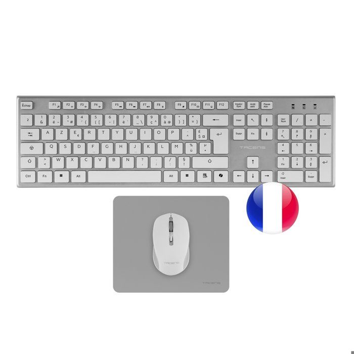 Combo gaming sans fil 3-en-1 - TACENS - ZENITH - DualLink 2.4 GHz - Clavier full-size profil bas - Souris 3200 DPI - Français