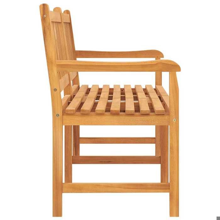Banc de jardin en teck 3 places avec table - WIENS - 150x62.5x90 cm - Bois de teck massif - Table escamotable
