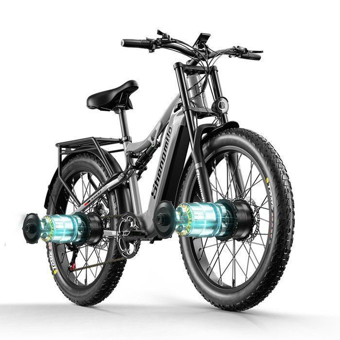 Shengmilo S600 - Vélo Électrique Adulte - 2000W Double Moteur - vélo fat bike 26 pouces - Batterie 17.5Ah 840wh - Max 55Km/h - Gris