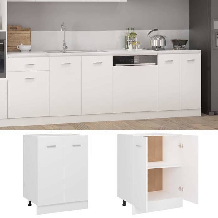 En solde Meuble bas Lyon armoire de cuisine multi rangement Blanc 60x46x815 cm Bois dingénierie A1448