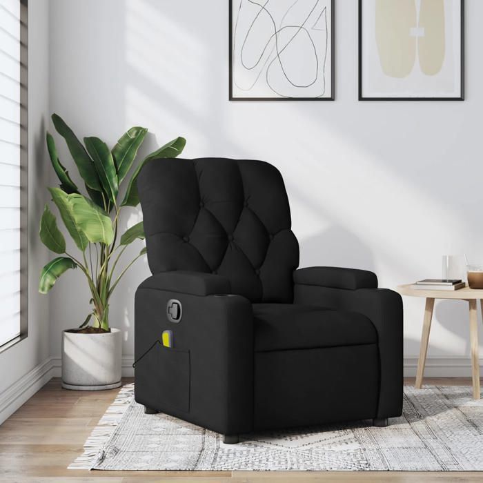 NEW 2026 Fauteuil Massant inclinable - Chaise simple - Multifonctionnel - noir tissu 74x86.5x93.5 cm L3405