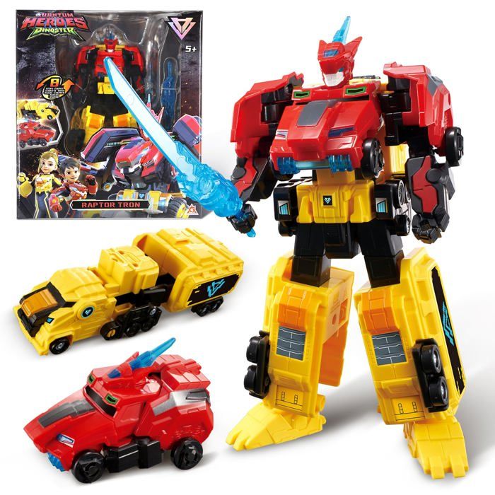 Robot transformable 2 en 1 - EU580811 - Raptor Tron - 19 cm - Rouge/Jaune
