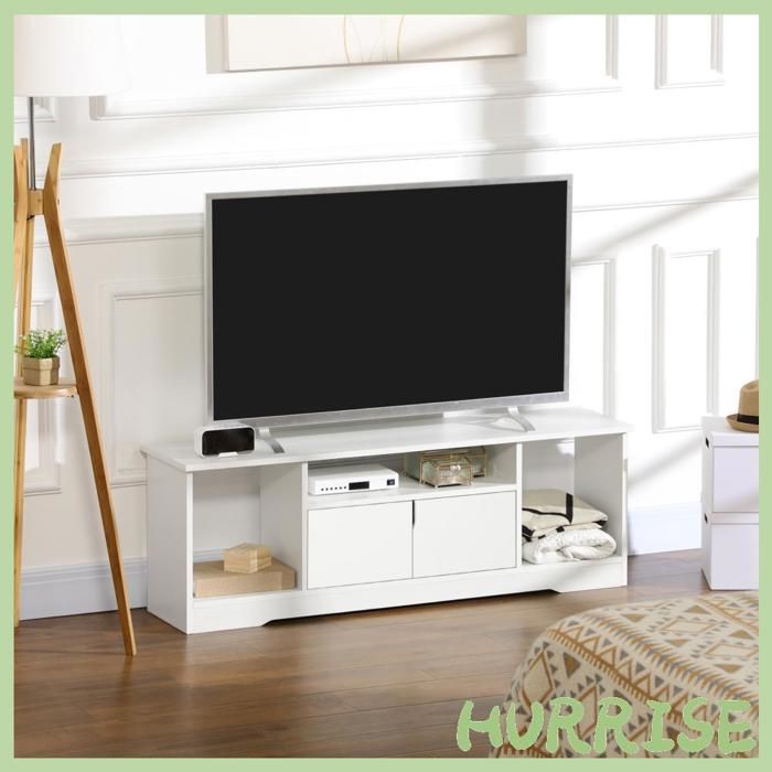 Cocosity Meuble Tv Banc Tv Design Contemporain - 3 Niches Placard Double Porte - Dim. 120L X 30L X 41H Cm - Panneaux Particules B