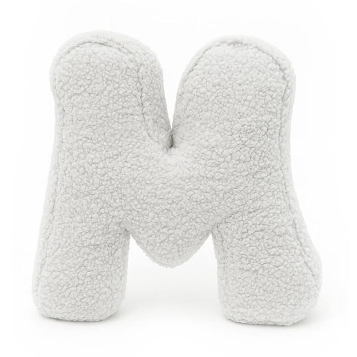 Coussin lettre personnalisable - BEARLY M - Peluche ultra douce - Fait main - Certifié Oeko‑Tex