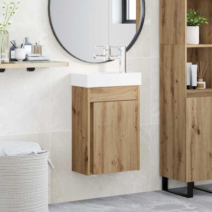 vidaXL Meuble de salle de bain avec robinet Chêne artisanal 889528