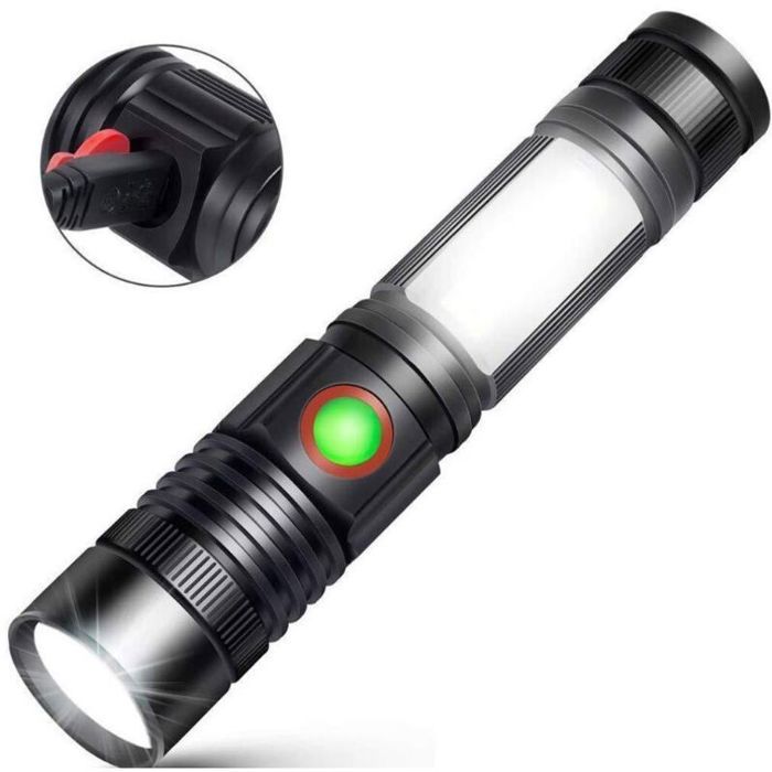 Lampe torche LED COB rechargeable USB 500 lumens portable et zoomable pour voiture garage atelier camping bricolage