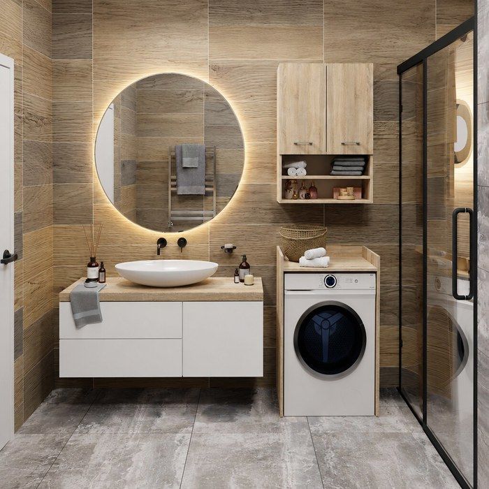 Armoire de salle de bain au-dessus de la machine à laver 64 cm – meuble de rangement moderne sur pied