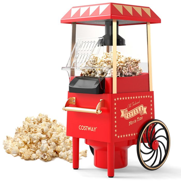 COSTWAY 1200W Machine Pop Corn Rétro Sans Huile avec Couvercle Doseur Prête en 2 Min Idéale Soirées Cinéma Anniversaire Noël COSTWAY 1200W Machine Pop Corn Rétro Sans Huile avec Couvercle Doseur Prête en 2 Min Idéale Soirées Cinéma Anniversaire Noël