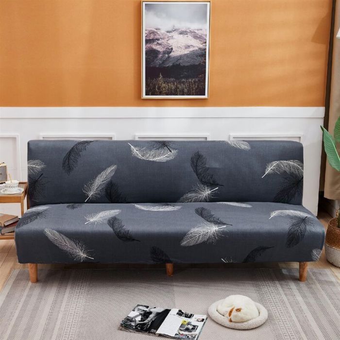 Housse De Clic Clac Élastique 2/3 Places Sans Accoudoirs Futon Antidérapante Et Résistante À Leau Impression 3D Feuilles Florales