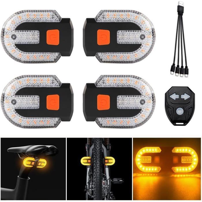 Feu arrière vélo USB rechargeable avec télécommande - 5 modes déclairage clignotant stroboscopique et alarme sonore - Étanche IPX6