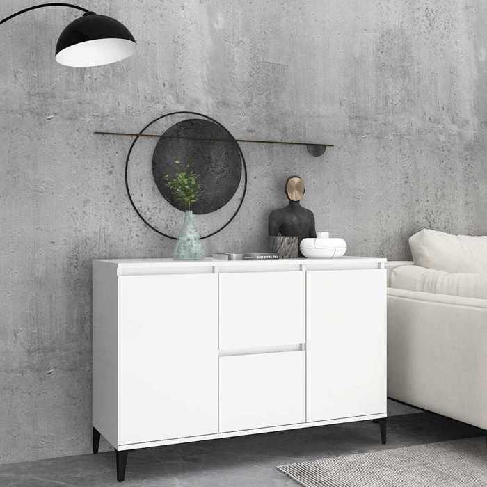 Blanc Buffet blanc 102x35x70 cm bois dingénierie - Meuble Rangement LV32959