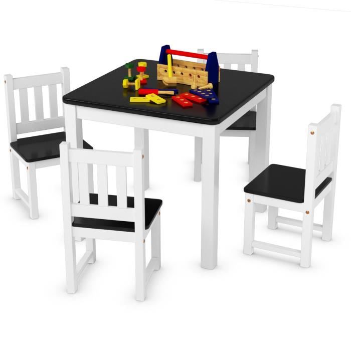 Ensemble Table Et 4 Chaises Enfant En Bois Pour Trvailler Dessiner