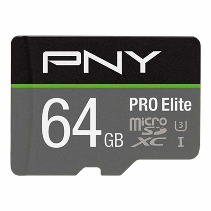 Carte mémoire Micro SD PNY Pro Elite 64Go - Classe XC Classe 10 / UHS-I U3A1 V30+SD