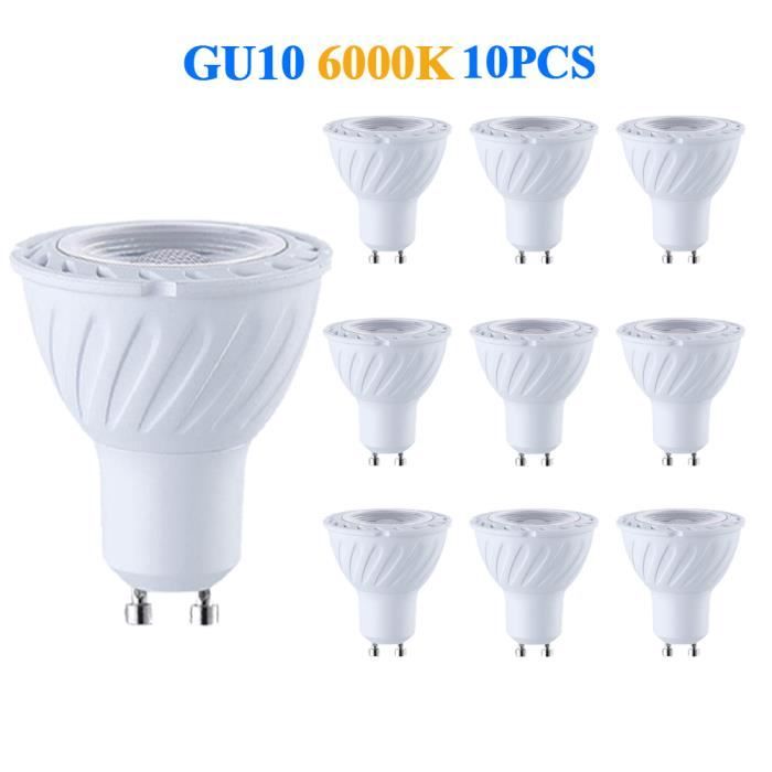 Pack de 10 Ampoules Led GU10 5W Blanc Froid 6000K eq. 50W Halogène