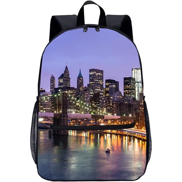 Sac à Dos Ado/Femme - Polyester Imperméable, Poche Tablette, Design Noir Et Rose - Pour École, Voyage, Quotidien