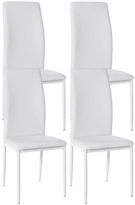 lot de 4 chaises de salle à manger design simple en synthetique blanc cadre en metal noir