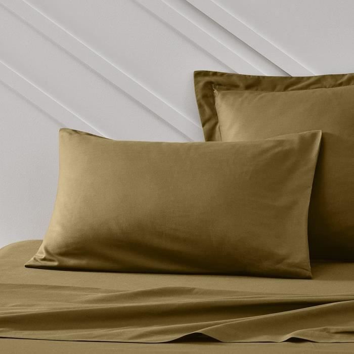 Lot De 2 Taies D'oreiller Double Mousseline Coton 40x80cm - Vert Clair - Certifié Öko-Tex - Fermeture éclair