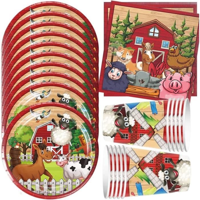 52PCS Ensemble de vaisselle de fête d'anniversaire pour enfants,Party Vaisselle Anniversaire