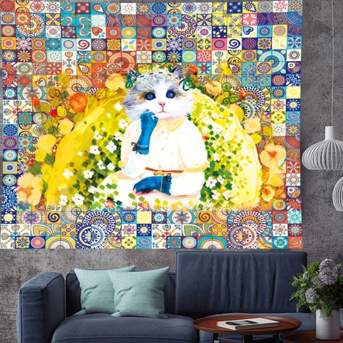 Mignon Pensée Chaton Chaton Dessin Animé Tenture Murale