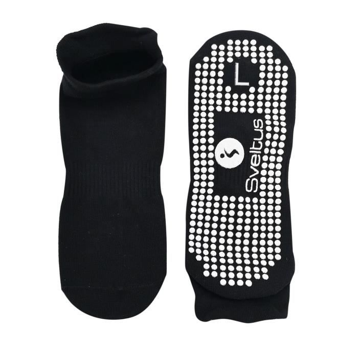 SVELTUS Chaussettes antidérapantes Lot de 2 Taille L - Noir pour Yoga Fitness