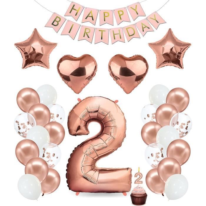 Decoration Anniversaire Fille 2 Ans Or Rose Kit Anniversaire Fille Ballon Anniversaire Fille 2 Ans Z1606 Cdiscount Maison