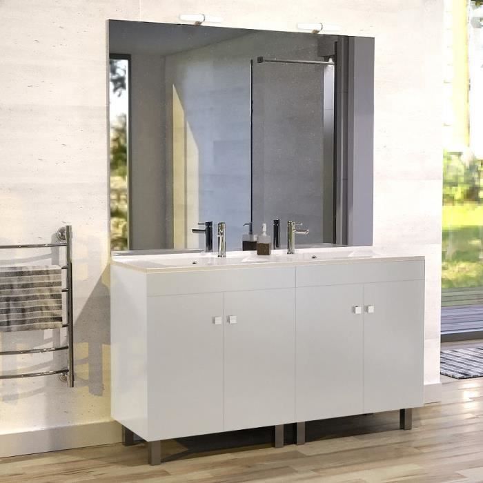 Meuble Salle De Bain Ecoline 140 Double Vasque Resine Blanc