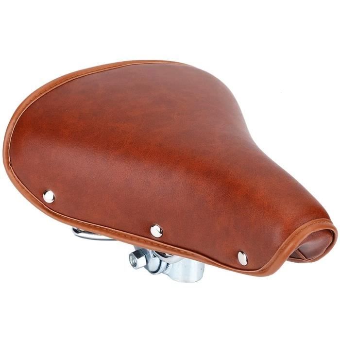 Selle Vélo Vintage Schwinn - Double Ressort, Cuir Noir Riveté, Large, Homologuée, Occasion Bon état