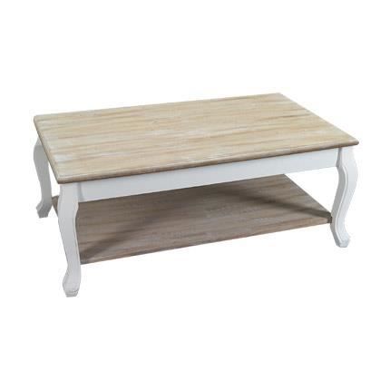 Table Basse 2 Plateaux En Bois 100x60x41 Cm Coloris Blanc Leonie