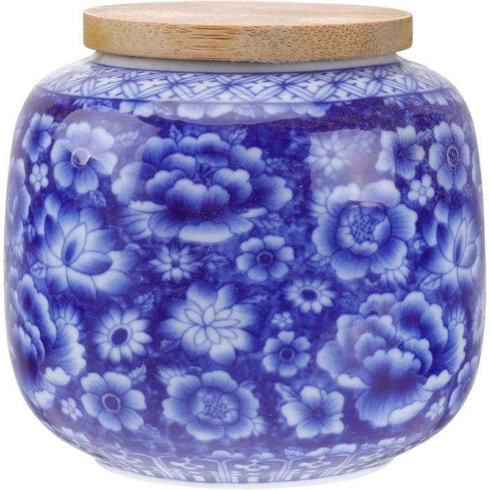 Boîte À Thé En Céramique Avec Couvercle En Bois Hermétique Bocaux De Stockage De Thé Vintage