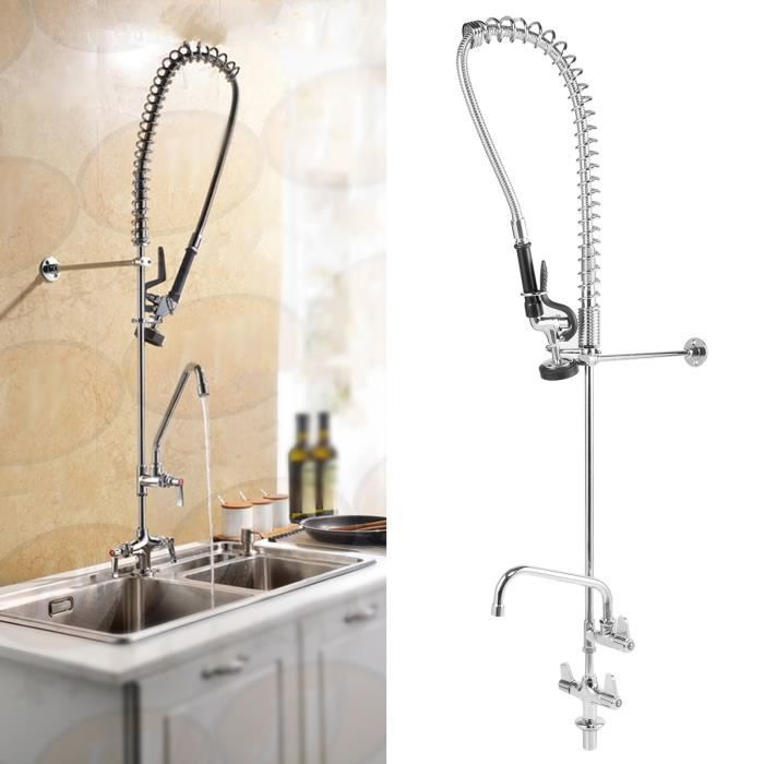 Robinet D'évier Commercial VEVOR Avec Pulvérisateur - Hauteur 915 Mm (36"), Laiton, Modèle 5803A-12-36