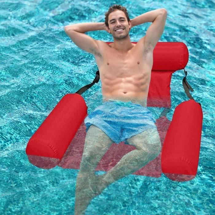 4 Hamacs Gonflables Flottants Pour Piscine - Flotteur Eau Adulte Multifonction Avec Porte-Gobelet